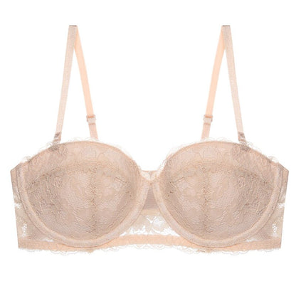 Women’s Balconette Bra – Lace Overlay – Underwired Support – Adjustable Straps