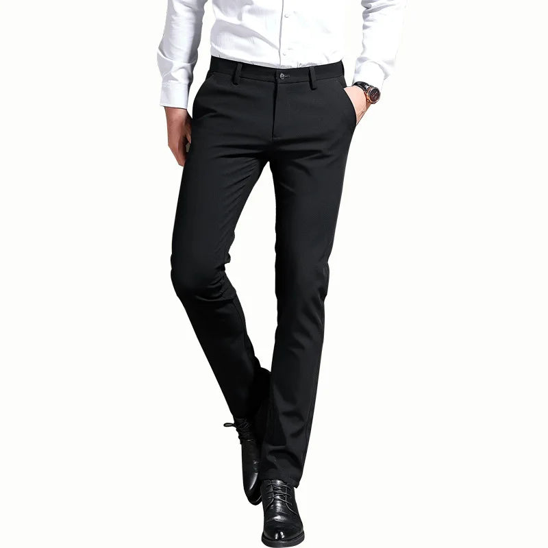 Men’s Formal Trousers – Slim Fit – Stretch Fabric – Flat Front Tailored Style