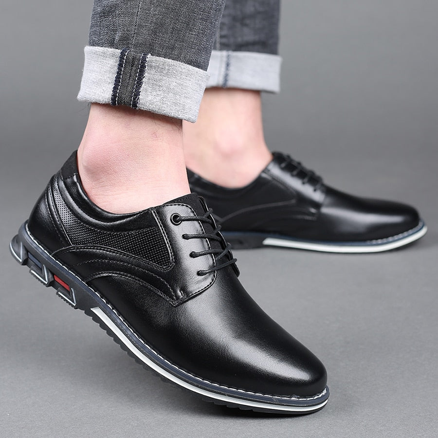 Men’s Shoe - Faux Leather - Low-Top Lace-Up Derby - Embossed Texture