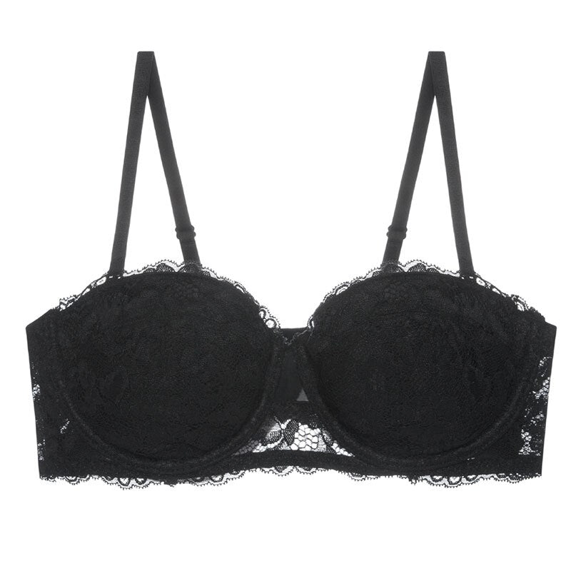 Women’s Balconette Bra – Lace Overlay – Underwired Support – Adjustable Straps