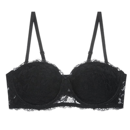 Women’s Balconette Bra – Lace Overlay – Underwired Support – Adjustable Straps