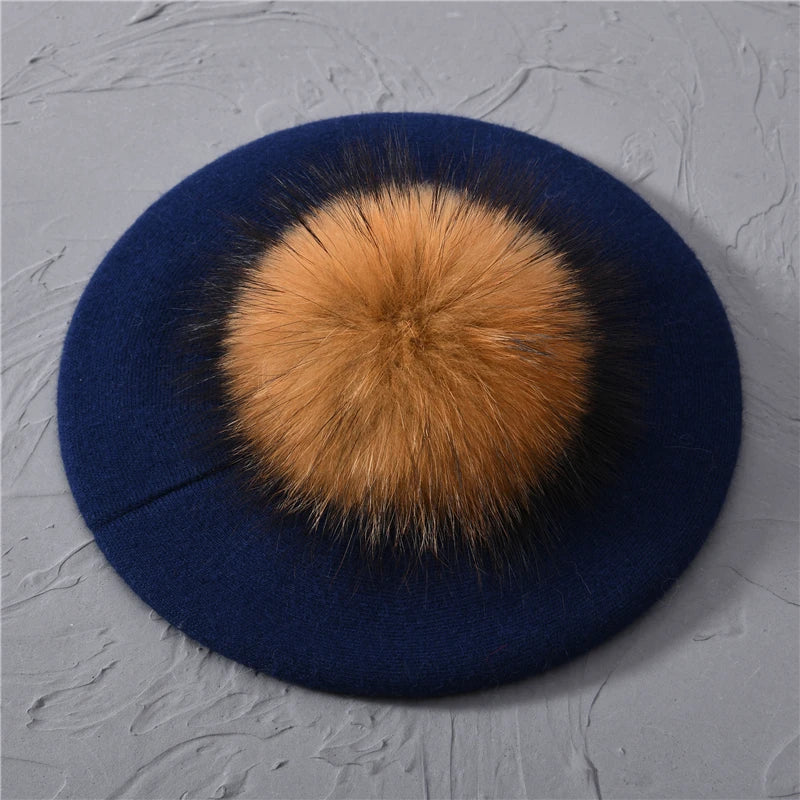 Isla Classic Fit Beret | Pompom Detail Beret