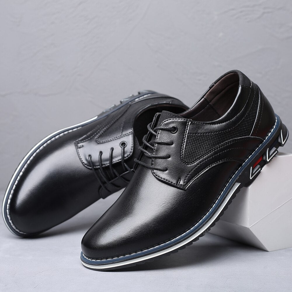 Men’s Shoe - Faux Leather - Low-Top Lace-Up Derby - Embossed Texture