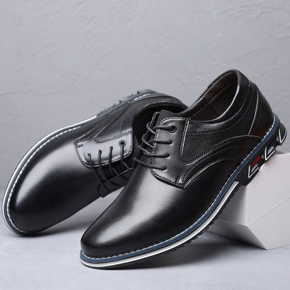 Men’s Shoe - Faux Leather - Low-Top Lace-Up Derby - Embossed Texture