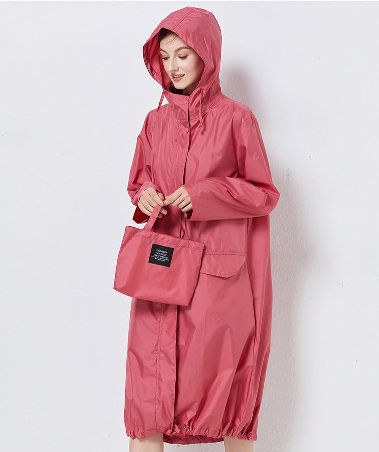 Women’s Rain Jacket – Waterproof – Relaxed Fit – Full Length – Hooded with Pockets