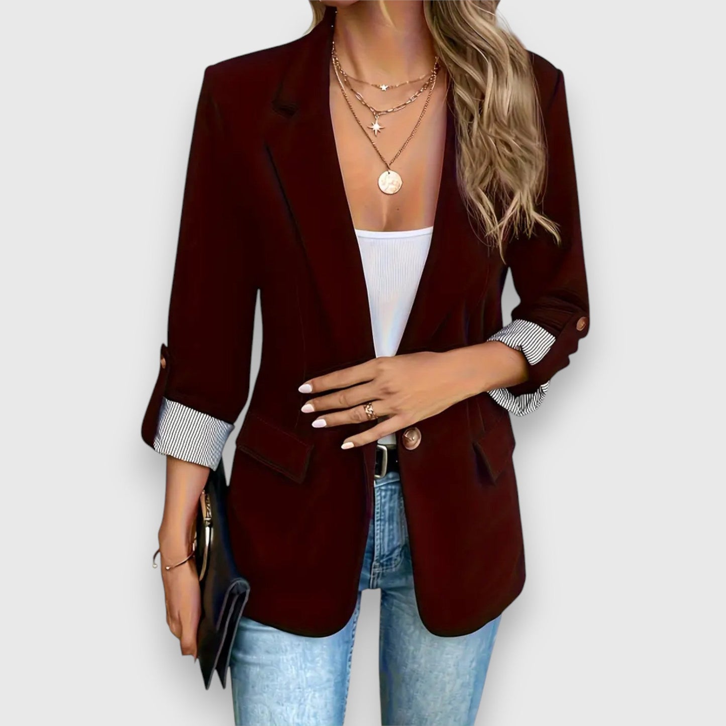 Lara Formal Single-Breasted Cotton Blazer