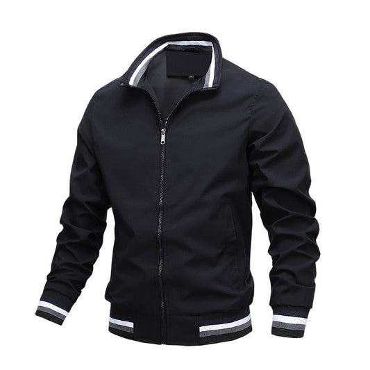 Men’s Jacket – Regular Fit – Lightweight Smooth Texture – Ribbed Trim – Zip Closure
