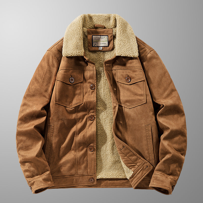 Harry Sherpa Jacket | Button Front Collared Hip-Length Sherpa Jacket
