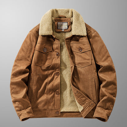 Harry Sherpa Jacket | Button Front Collared Hip-Length Sherpa Jacket
