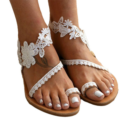 Women’s Slippers – Open Toe – Lace Ankle Strap – Toe Loop – Breathable Soft Fit