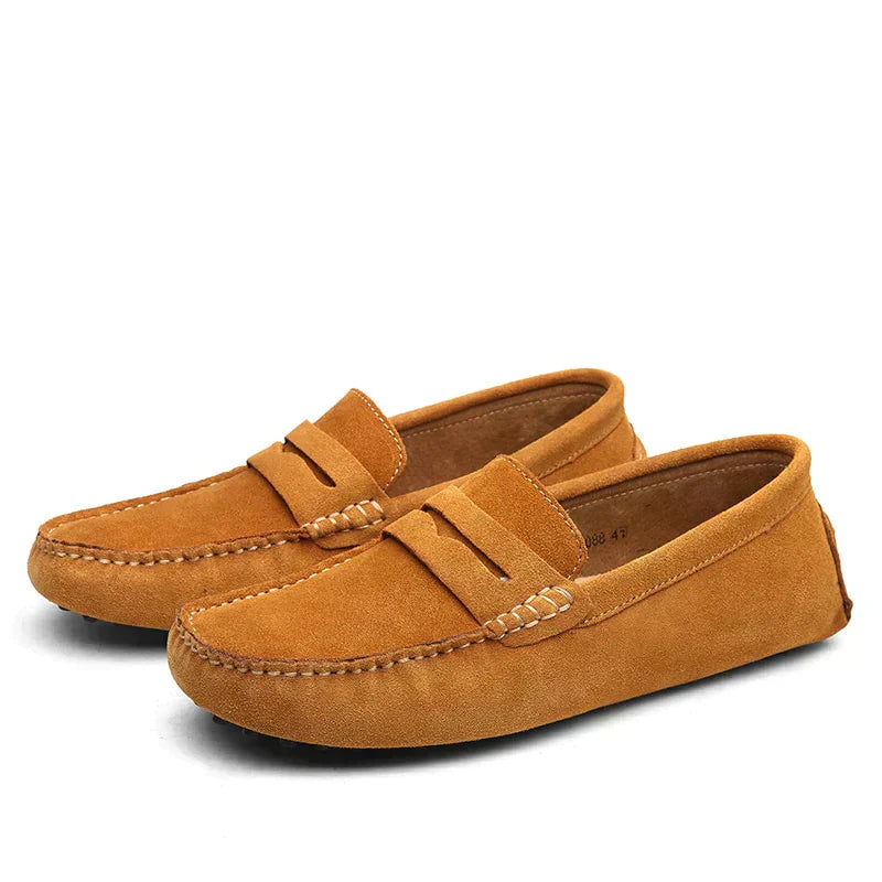 Men’s Loafers – Suede Look – Penny Strap – Slip-On – Low Profile Casual Fit