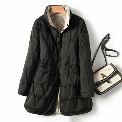 Sienna Mid-Length Down Jacket | Quilted Reversible Down Jacket