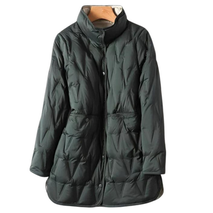 Sienna Mid-Length Down Jacket | Quilted Reversible Down Jacket