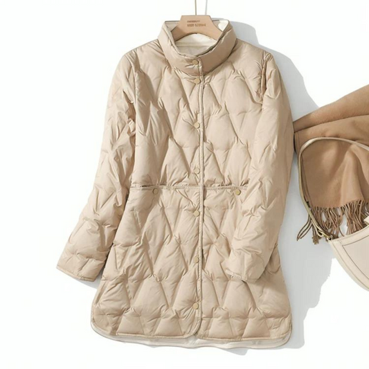 Sienna Mid-Length Down Jacket | Quilted Reversible Down Jacket