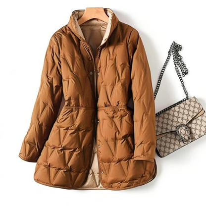 Sienna Mid-Length Down Jacket | Quilted Reversible Down Jacket