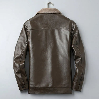 Joshua Regular Fit Leather Jacket | Fleece-Lined Collared Jacket