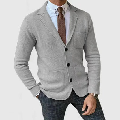 Men’s Blazer – Tailored Fit – Soft Knit – Notched Lapel – Single-Breasted Casual Style