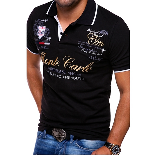 Men’s Polo Shirt – Slim Fit – Breathable Blend – Graphic Detail – Casual Wear