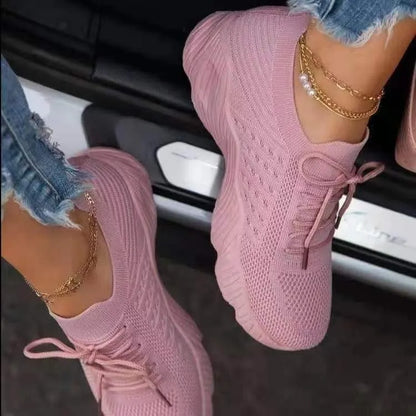 Women’s Sneakers – Breathable Mesh – Cushioned Sole – Lace-Up – Orthopedic Support