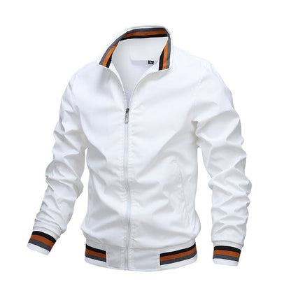 Men’s Jacket – Regular Fit – Lightweight Smooth Texture – Ribbed Trim – Zip Closure