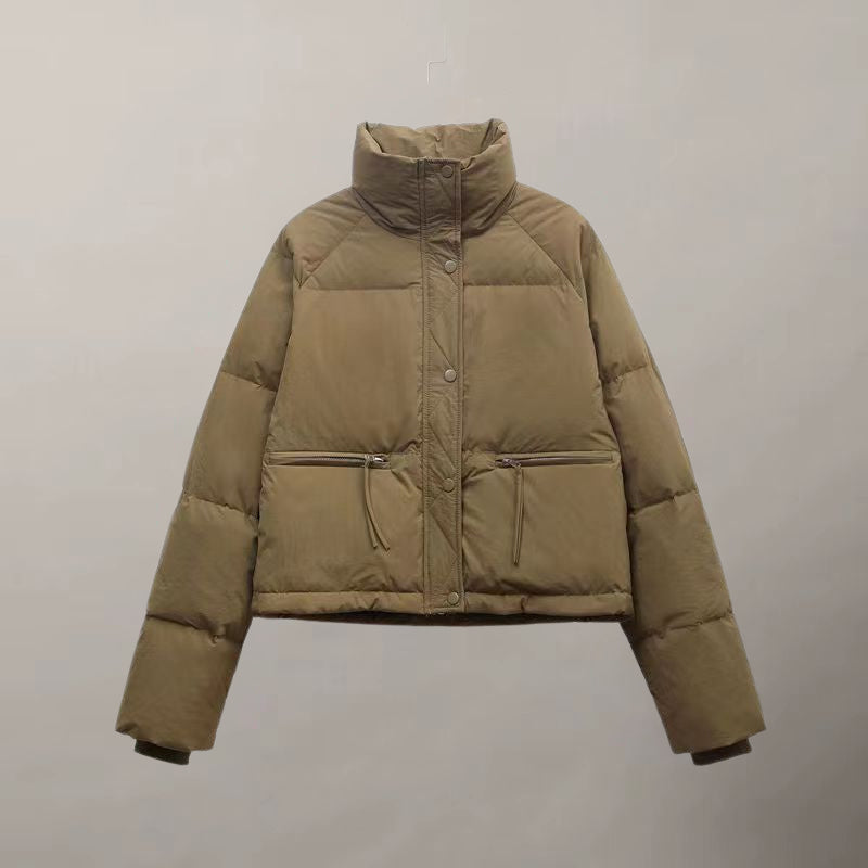 Isabella Cropped Puffer Jacket | Quilted Button Front Jacket