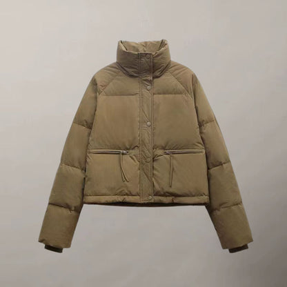 Isabella Cropped Puffer Jacket | Quilted Button Front Jacket