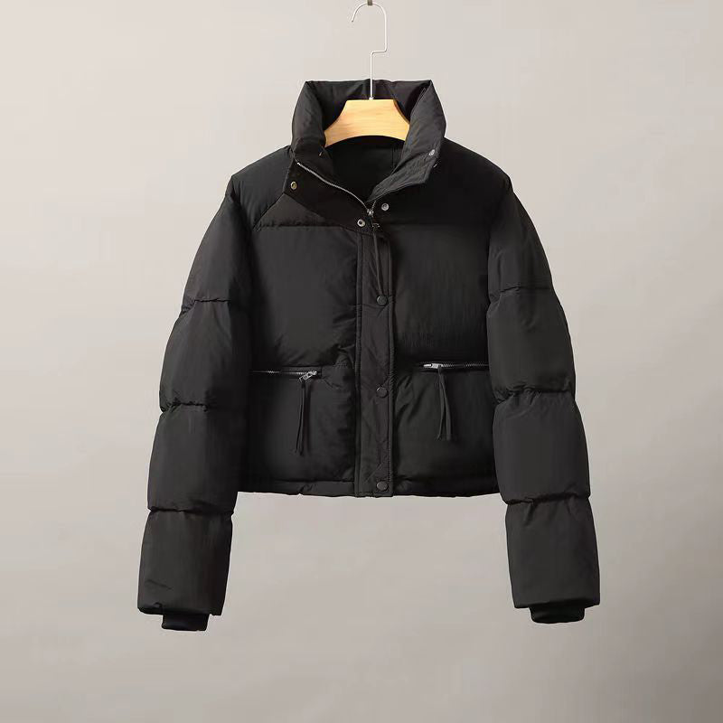 Isabella Cropped Puffer Jacket | Quilted Button Front Jacket