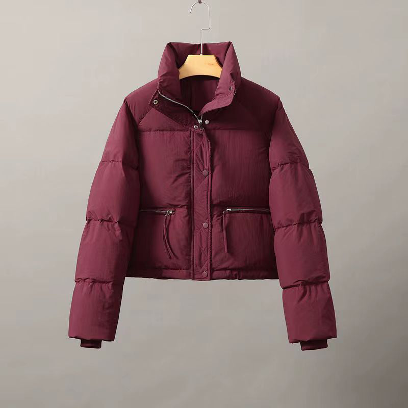 Isabella Cropped Puffer Jacket | Quilted Button Front Jacket