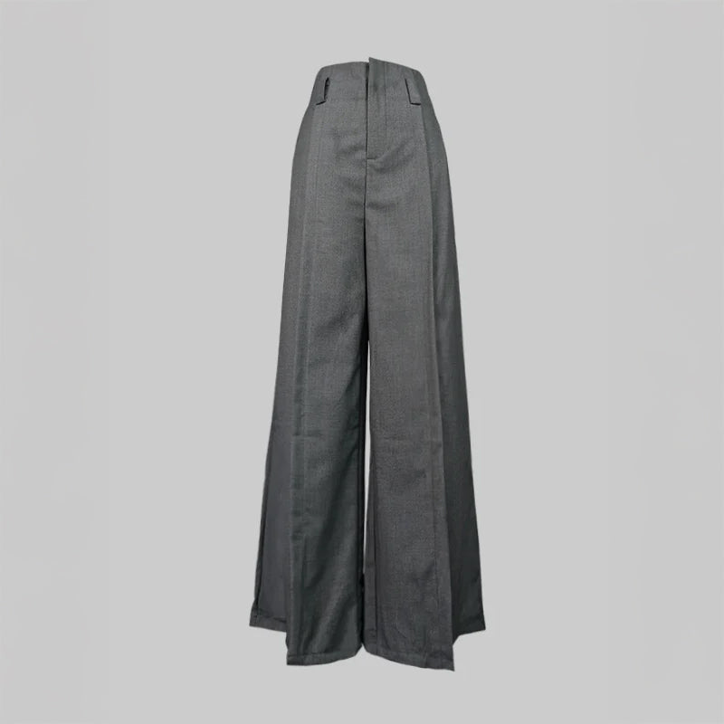 Ava High-Waist Palazzo Pants | Front Slit Pleated Wide-Leg Pants