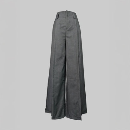 Ava High-Waist Palazzo Pants | Front Slit Pleated Wide-Leg Pants