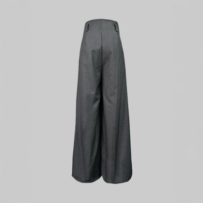 Ava High-Waist Palazzo Pants | Front Slit Pleated Wide-Leg Pants