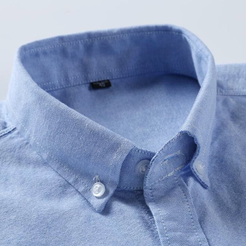 Men’s Long-Sleeved Shirt – Classic Fit – Cotton – Button Front – Chest Embroidery
