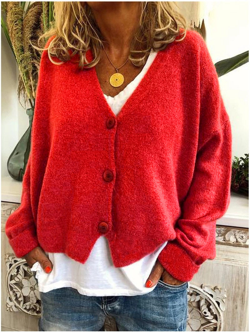 Women’s Cardigan – Soft Knit – Relaxed Fit – V-Neck – Button Front – Casual Layering