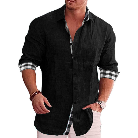 Men’s Button-Up Shirt – Tailored Fit – Long Sleeve – Cotton – Checked Detail