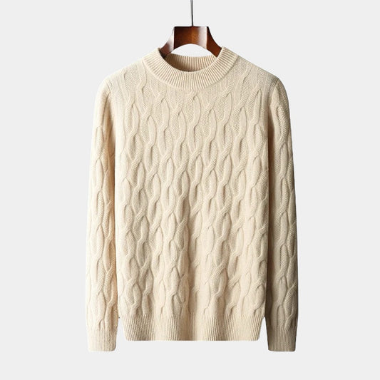 Men’s Sweater – Relaxed Fit – Soft Knit – Cable Knit – Ribbed Crew Neck