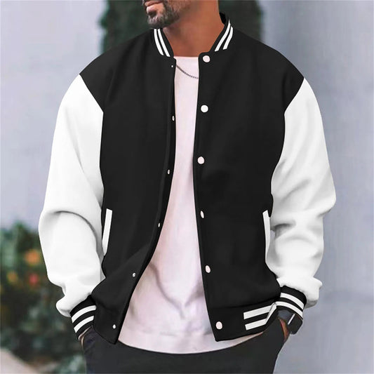 Men’s Bomber Jacket – Regular Fit – Cotton Blend – Snap Button Front – Ribbed Trim