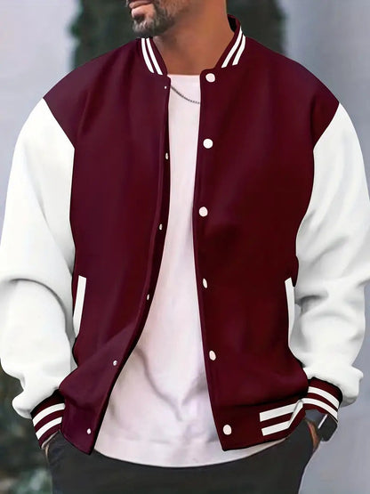 Men’s Bomber Jacket – Regular Fit – Cotton Blend – Snap Button Front – Ribbed Trim