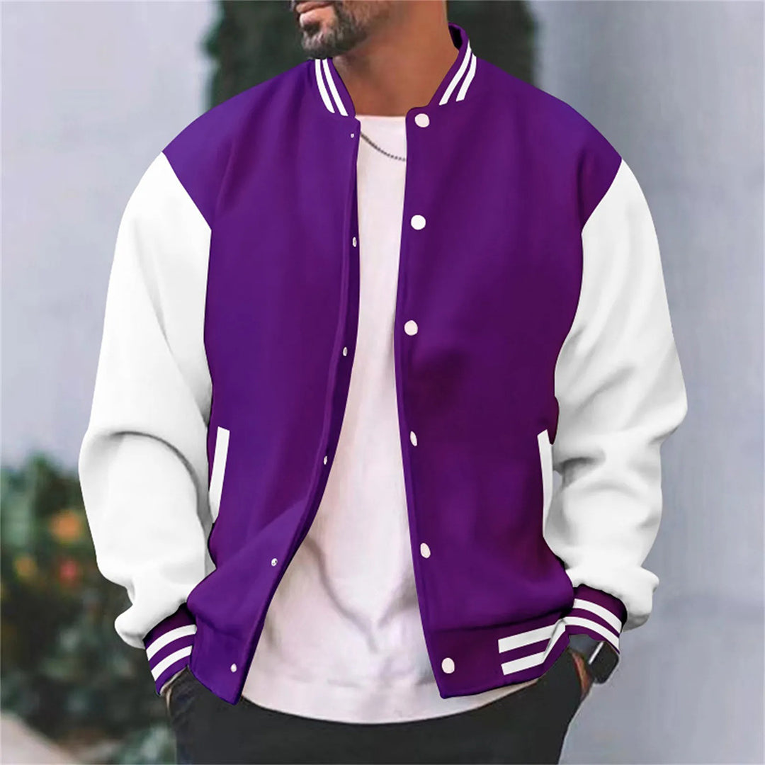 Men’s Bomber Jacket – Regular Fit – Cotton Blend – Snap Button Front – Ribbed Trim