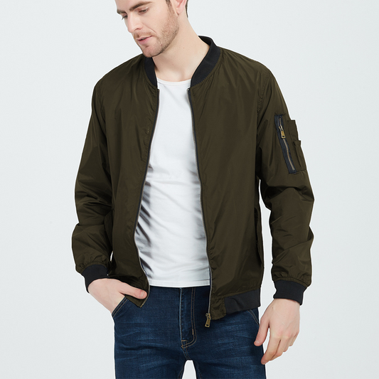 Men’s Bomber Jacket – Regular Fit – Lightweight Breathable – Ribbed Trim – Zip Front