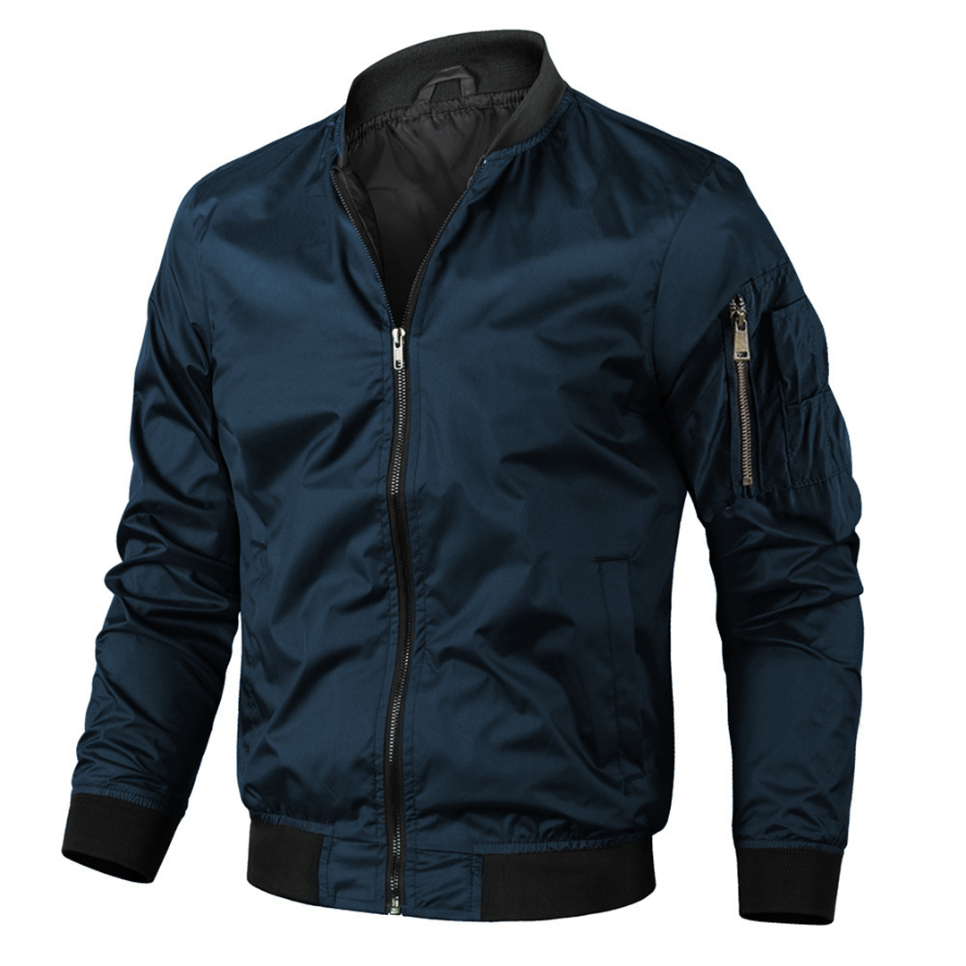 Men’s Bomber Jacket – Regular Fit – Lightweight Breathable – Ribbed Trim – Zip Front