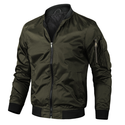 Men’s Bomber Jacket – Regular Fit – Lightweight Breathable – Ribbed Trim – Zip Front