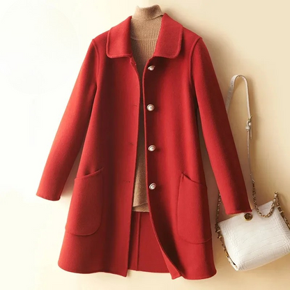 Amelia Relaxed Fit Coat | Button Front Patch Pockets Coat