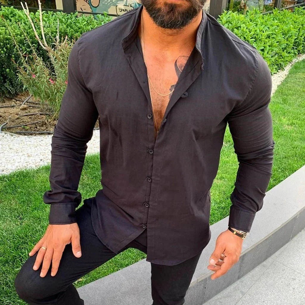 Men’s Shirt – Slim Fit – Long Sleeve – Button-Up – Natural Fibers – Casual Smart