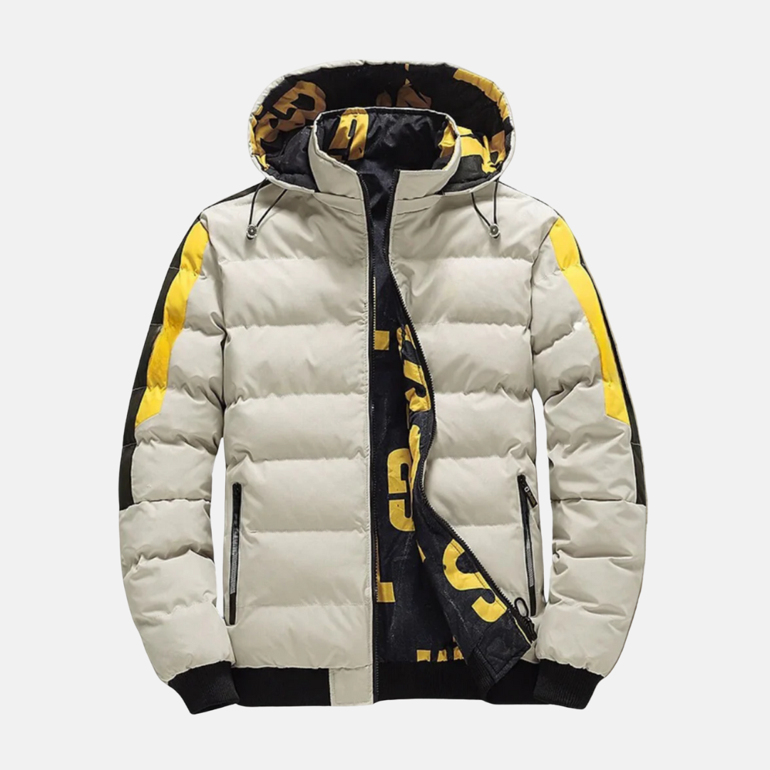Oscar Quilted Hooded Puffer Jacket | Ribbed Cuffs And Hem Casual Puffer Jacket
