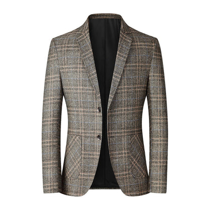 Men’s Blazer – Tailored Fit – Breathable Blend – Two-Button – Classic Plaid Pattern