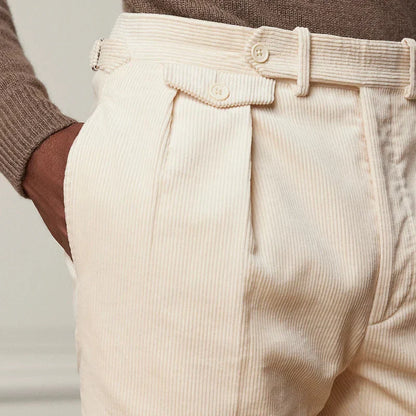 Men’s Tailored Trousers – Wool Blend – Straight Fit – Single Pleat – Adjustable Waist
