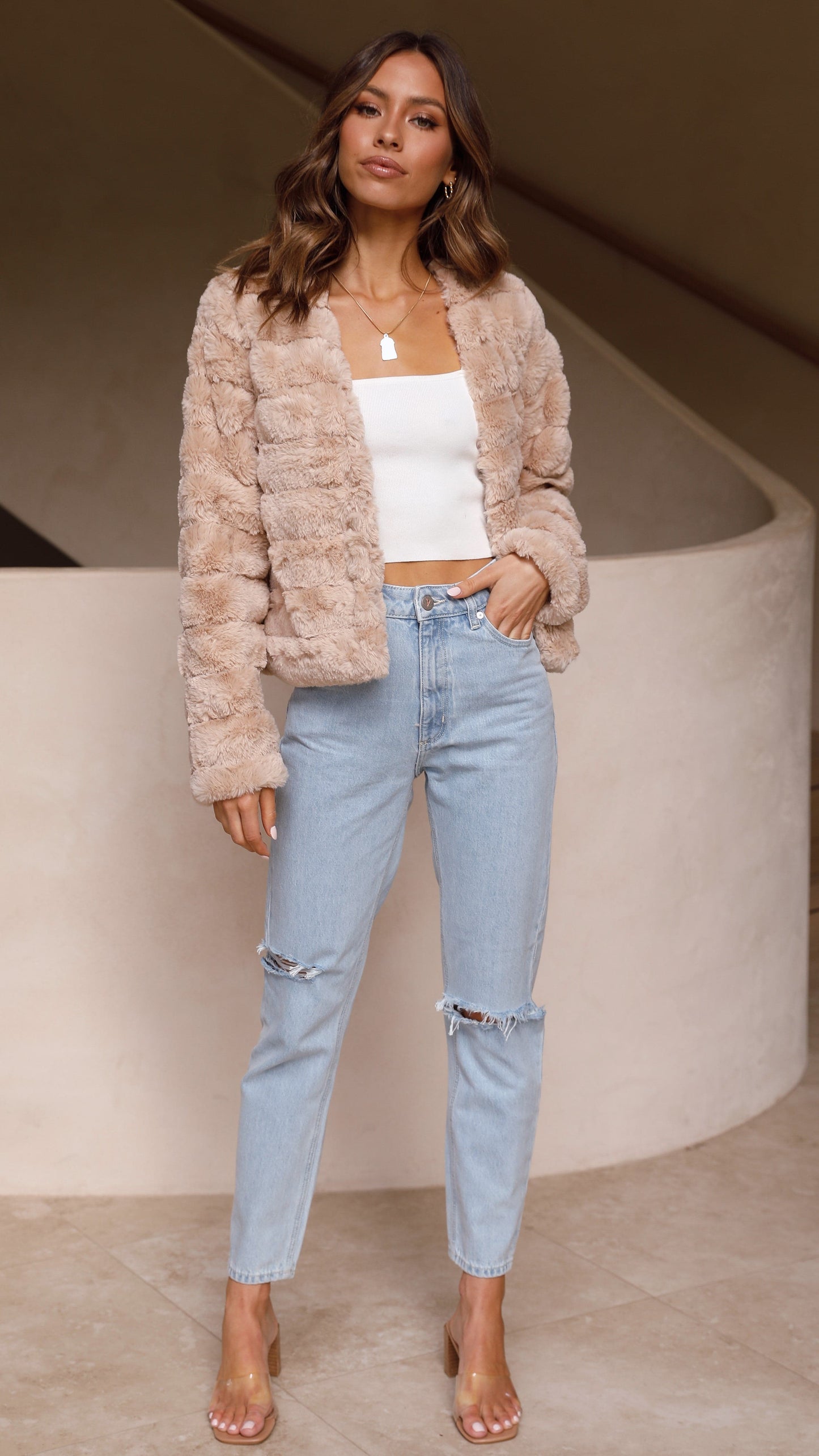 Women’s Crop Jacket – Quilted Texture – Open Front – Structured Fit