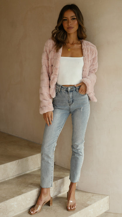 Women’s Crop Jacket – Quilted Texture – Open Front – Structured Fit