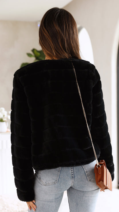 Women’s Crop Jacket – Quilted Texture – Open Front – Structured Fit