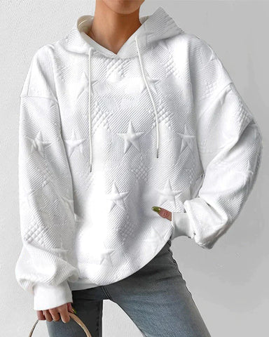Florence Relaxed Fit Hoodie | Embossed Star Quilted Hoodie